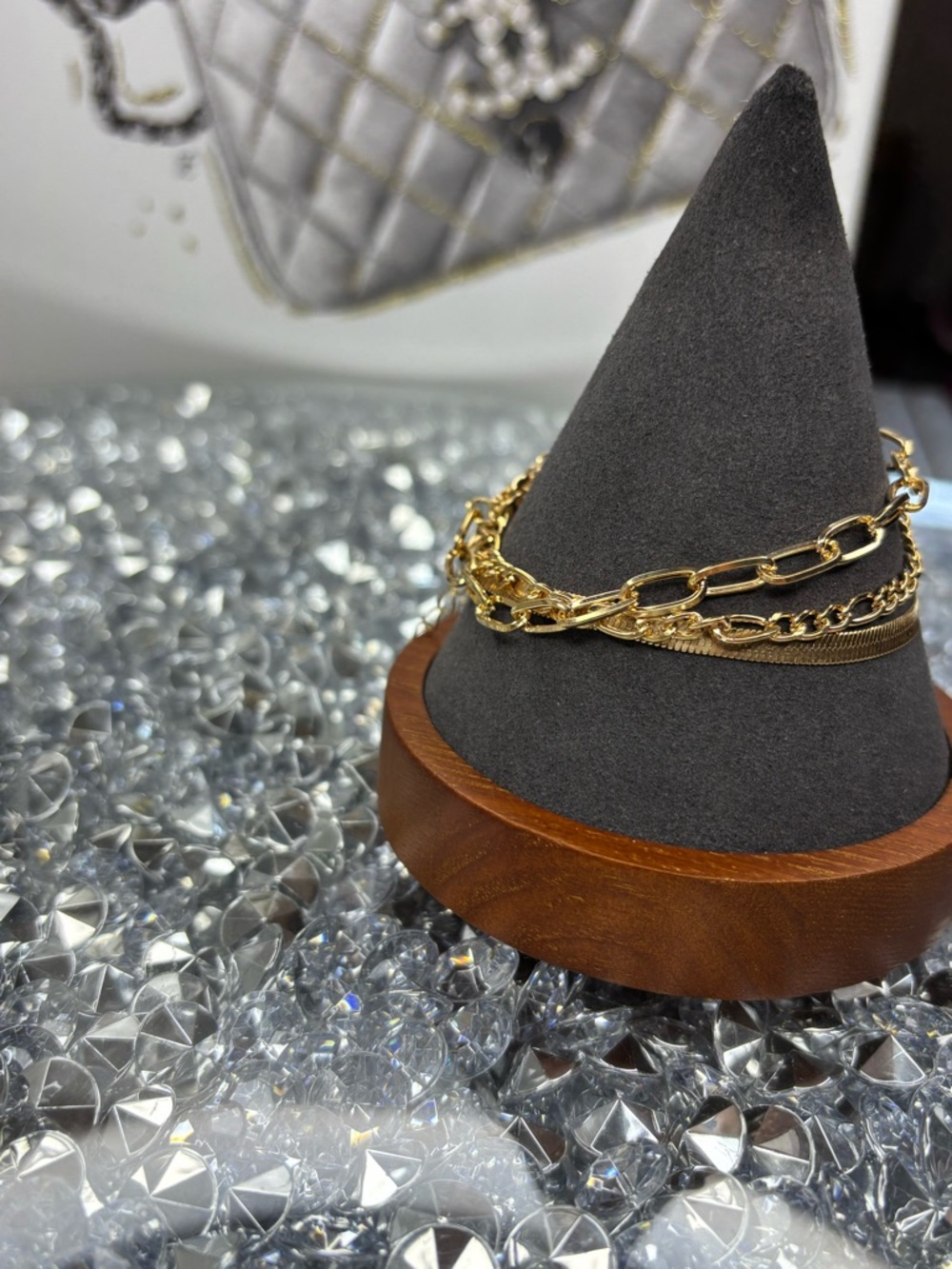 Gold tone Chain stackable Bracelet Set - Picture 4 of 7